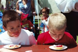 Pie Eating contest at the Santa Maria Strawberry Festival